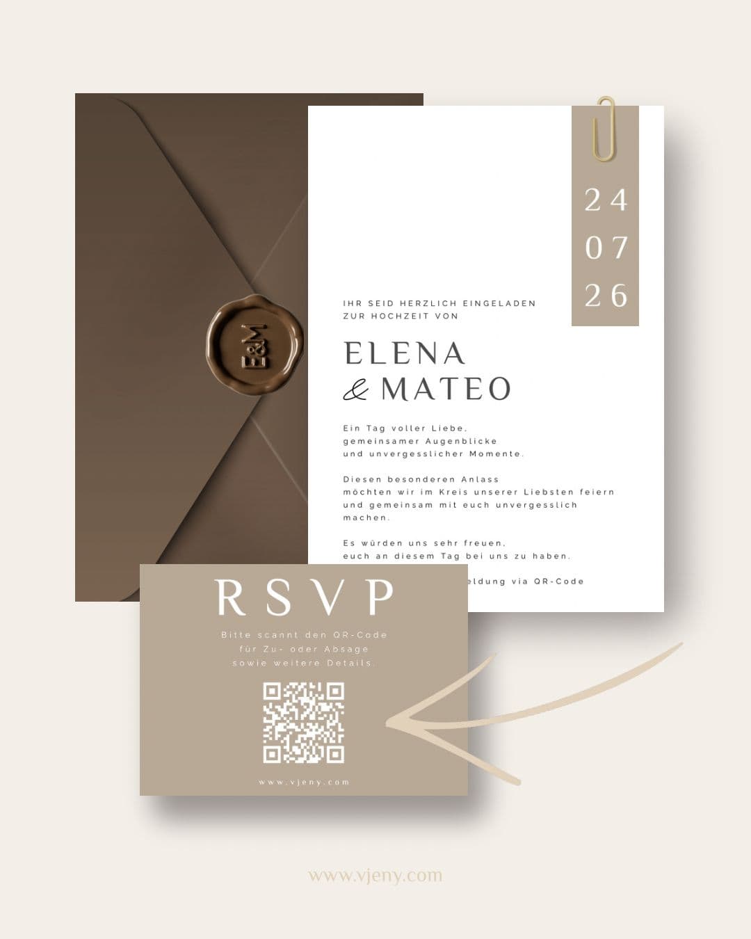 Hochzeitseinladung mit QR-Code